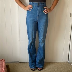 Free People High Waist Denim Bell Bottoms Size 26